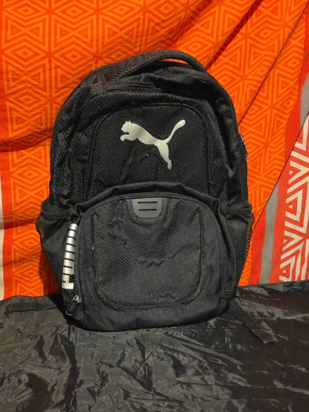Puma Black Backpack with White Logo Accent